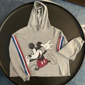 Mickey Mouse Cropped Gray Hoodie - medium